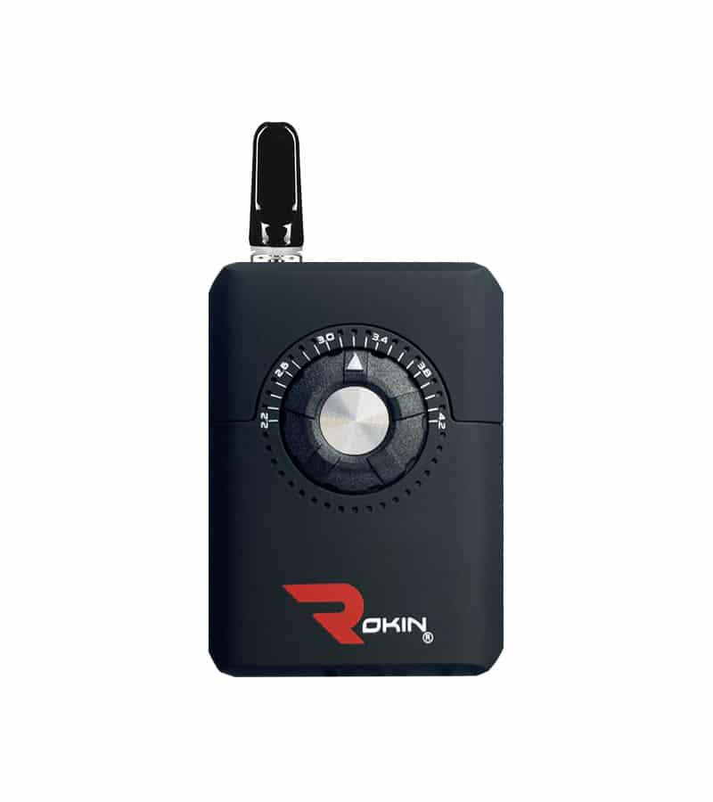 Matte Black Dial Vape Pen Battery | Front View With Cart | Rokin Matte Black Dial Vape Pen Battery | Front View With Cart | Rokin