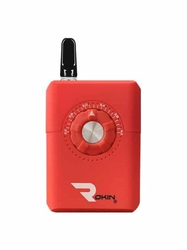 Red Dial Temperature Control Vape Pen Battery | Front View With Cart | Rokin