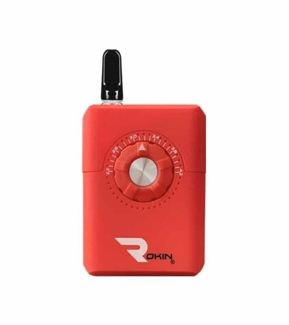 Red Dial Temperature Control Vape Pen Battery | Front View With Cart | Rokin