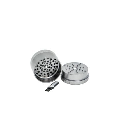 Stache 3 piece silver grynder open