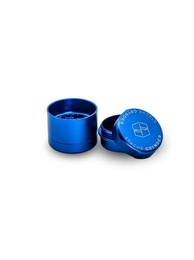 Stache Tiny Grynder Blue with the top off