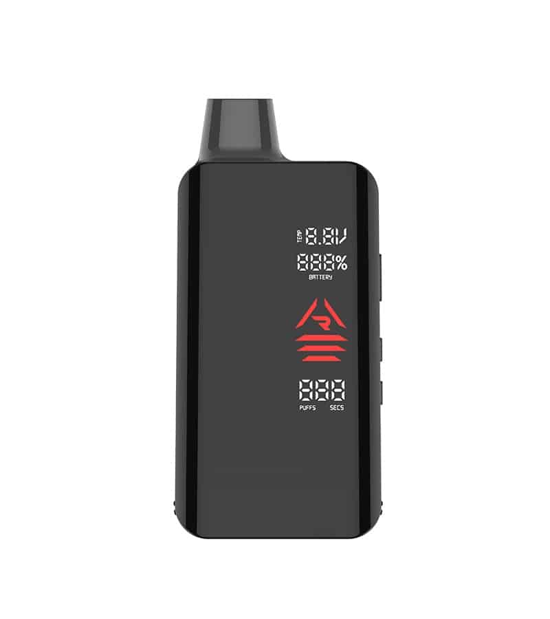 A black vape device with a digital display showing "18.8V", "88%", "BATTERY", a red symbol, and "PUFFS" "SECS".