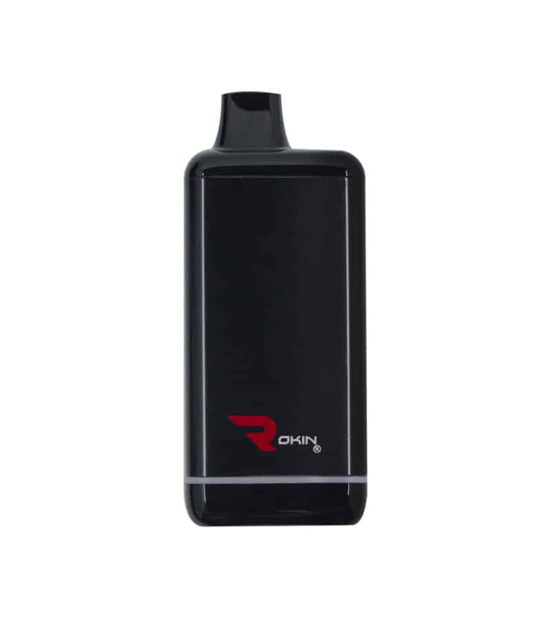 A black rectangular vape device with a mouthpiece and a red "ROKIN" logo on the lower front.