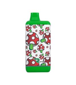 A green and white vape pen with a red mushroom pattern and "ROKIN" logo on a white background.