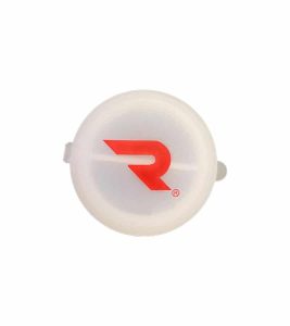 A translucent white circular container with a red stylized "R" logo and a small registered trademark symbol.