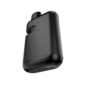 A black, rectangular vape device with rounded edges and a visible USB-C charging port on the bottom.