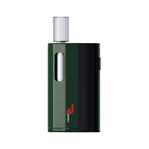 A dark green and black vape device with a clear mouthpiece and "ROKIN" in red on the front.