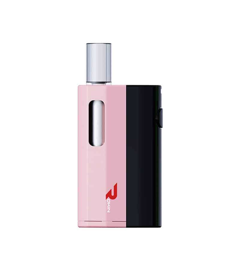 A pink and black vape device with a silver mouthpiece and "ROKIN" logo on the side.