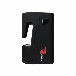 A black, rectangular vape device with a red "ROKIN" logo and a curved opening on the left side.