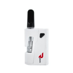 A white vape pen with a black mouthpiece and "ROKIN" in red text on the side, on a white background.