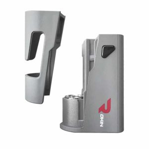 A gray plastic holster and a gray power unit with a black button and red "ROKIN" logo are shown.