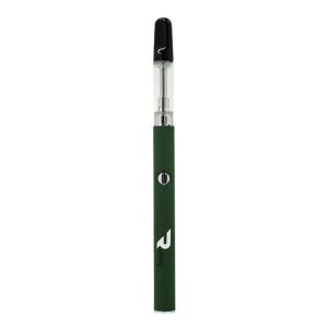 A dark green vape pen with a clear cartridge and black mouthpiece, featuring a white "R" logo and "ROKIN" text.