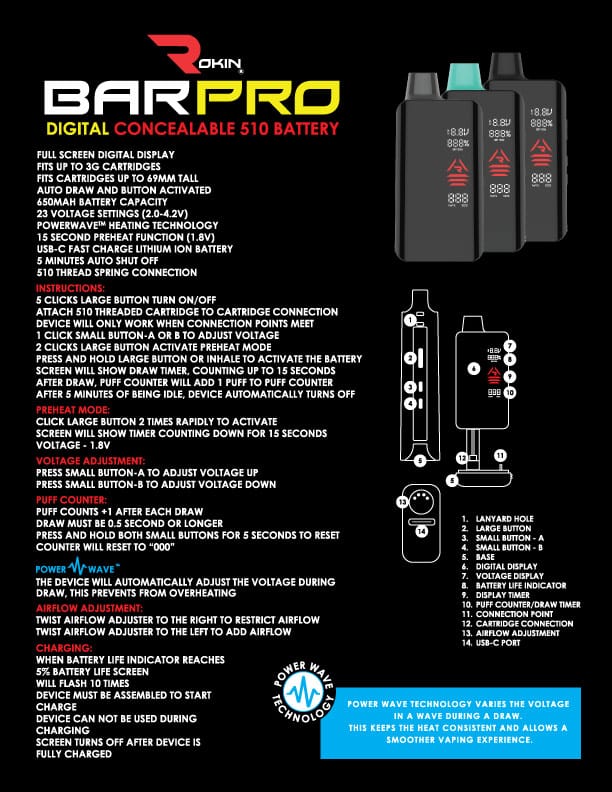 Three black "BAR PRO" vape devices, one with a teal top, are displayed on a black background.